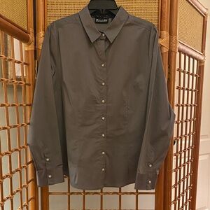 New York & Company Women's Gray Button Down Shirt